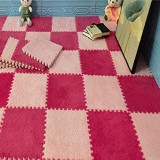 miwaimao - Tappetino in peluche a forma di puzzle per bambini adatto per giochi per bambini soggiorno camera da letto palestra decorazione perfetta blu + rosa