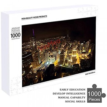 YY-one 300 Pieces Jigsaw Puzzles View from The 80th Floor of Chicago at City Wooden Jigsaw Puzzles Kids Educational Family Game Toys Gift for Adults Teens