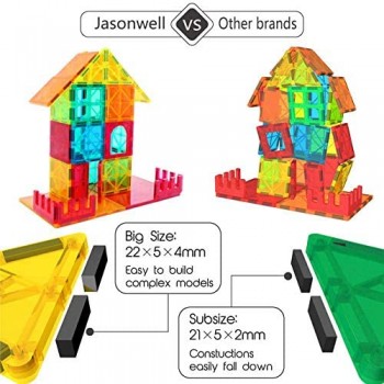 Blocchi Magnetici da Costruzione - Set di 108 Forme Geometriche Trasparenti per Costruzioni 3D - Giocattolo Puzzle Educativo - Regalo Perfetto per Bambini 3+ Anni