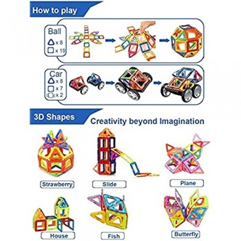 Condis Blocchi Magnetici 95 Pezzi Costruzioni Magnetiche Blocchi di Costruzione educativo Creativi Educativi Kit Imparare Colori e Forme Regalo di Natale Compleanno Giocattoli per I Bambino