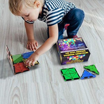 Desire Deluxe Set Tessere magnetiche - Gioco Educativo per Bambini e Bambine - età 3 4 5 6 7 Anni - Impara con Le Costruzioni - 47 pz
