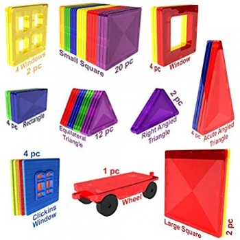 Desire Deluxe Set tessere magnetiche - Gioco Educativo per bambini e bambine - Età 3 4 5 6 7 anni - Impara con le costruzioni - 57 pz