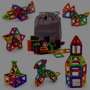 Magnetico Costruzione Blocchi 64 Pezzi Blocchi Magnetici Bambini Giocattoli Magnetici Costruzioni 3D Costruzioni di Giocattoli Educativi con Borsa Portaoggetti per Bambine da 3 4 5 6 7 8 9 Anni