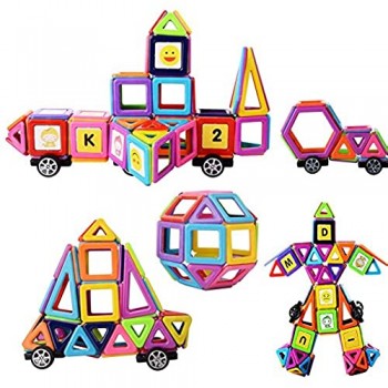 Magnetico Costruzione Blocchi Bambini 108 Pezzi Giocattoli magnetici Giocattoli educativi 3D Compleanno Regalo per Bambini per Bambini da 3 Anni (108 Pezzi)