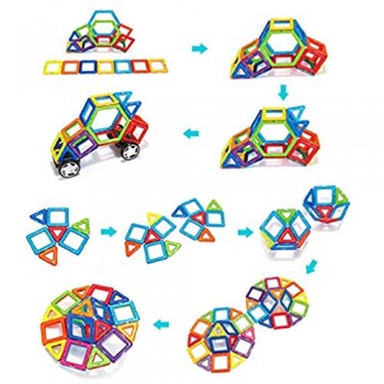 NWQEWDG Blocchi magnetici da costruzione | Set di 46 blocchi magnetici per bambini kit di impilamento per costruzioni mattonelle per la creatività educativa
