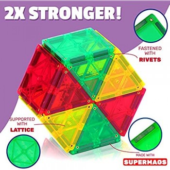 Playmags Set di Tessere magnetiche Clickins educativi - 36-Pc. Kit: 18 Super Strong Clear Magnetic Tiles Windows & 18 Letters & Numbers - Stimola la creatività e Lo Sviluppo del Cervello