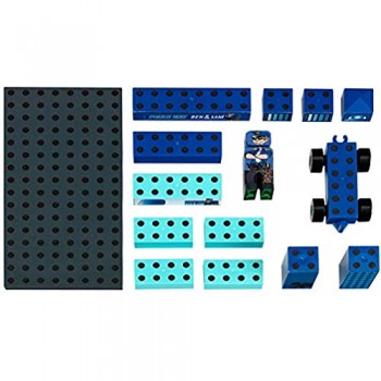 Theo Klein-18 Manetico Set Polizia con 15 Pezzi Blocchi di Costruzione Magnetici età 1+ Giocattoli Multicolore 18