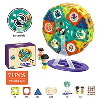 ZWW - Blocco magnetico 3D per bambini con ruota panoramica per giochi di costruzione per bambini e bambine 71 pezzi