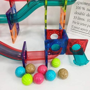 ZWW Gioco di mattonelle magnetiche 3D per bambini gioco educativo di costruzione con pista di biglie in plastica | Stem Toy favorisce la creatività – 115 pezzi