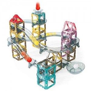 ZWW - Set di 109 blocchi magnetici 3D per bambini educativi per la costruzione di giocattoli con palline in marmo