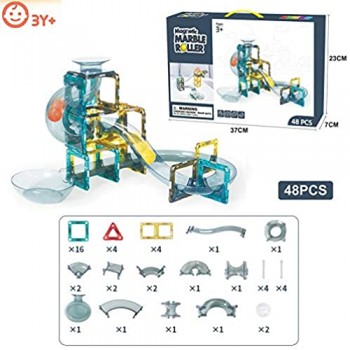 ZWW - Set di 48 mattonelle magnetiche 3D per bambini tubi pista da corsa set di costruzione | giocattolo per interazione genitore-figlio regalo per bambini e bambine