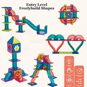 ZWW - Set di mattonelle magnetiche 3D con tubi palline e binari per lo sviluppo educativo per bambini da 3 a 10 anni 274 pezzi