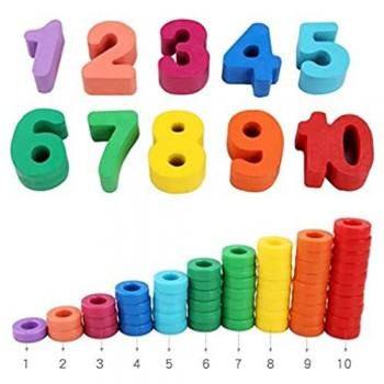 Afufu Giochi Educativi Montessori Giochi Bambini 3+ Anni Puzzle in Legno Anelli impilabili per Imparare la Matematica Contare e Imparare i Colori Giochi Educativo Set Regalo per 3 4 5 Anni