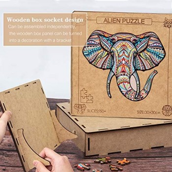 EXTSUD Puzzle in Legno Gioco per Bambini e Adulti Puzzle Colorati a Forma di Elefante Puzzle Animali Legno Forma Unica Fai da Te Puzzle Bambini Adulti Wooden Puzzle Elephant (Elefante)