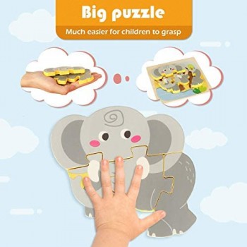 Fansteck Puzzle in Legno per Bambino Bambina Gioco Educativo per Sviluppare Giocattoli Animali da Puzzle di Legno Regalo per 1 Anno 2 3 4+ Anni Ragazza Ragazzo (6 Pezzi)