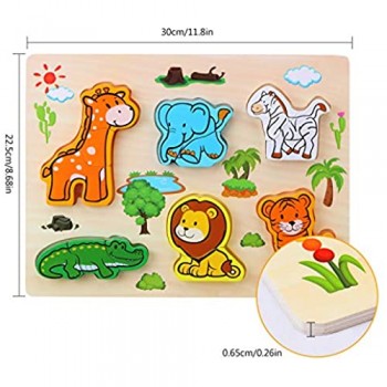 Giocattoli Animali da Puzzle in Legno 3 pezzi Animali da fattoria/Animali della foresta Insetti Giocattoli di gioco Montessori educativi abilità motorie giocattoli per 2 3 4 anni ragazzi ragazze