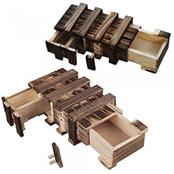 Gobesty scomparto segreto in legno scatola di puzzle in legno con 2 scomparti extra sicuri perfetto per adulti Chirdren gioielli soldi piccoli componenti