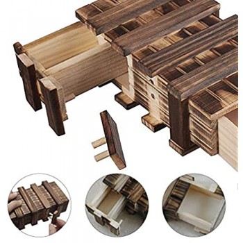 Gobesty scomparto segreto in legno scatola di puzzle in legno con 2 scomparti extra sicuri perfetto per adulti Chirdren gioielli soldi piccoli componenti