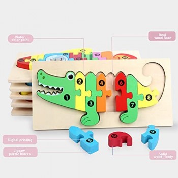 IWILCS Giocattolo per bambini Puzzle 3D Animali Puzzle in legno per bambini Giocattolo Montessori Animali Giocattoli educativi Regalo educativo per bambini Natale e compleanno