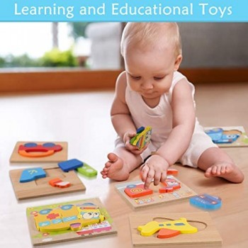 joylink Puzzle in Legno per Bambini 6 Pezzi Puzzle di Set per 1 2 3 Anni Giocattoli da Puzzle 3D Educativi e di Apprendimento Regali per Bambini Ragazzi Ragazze
