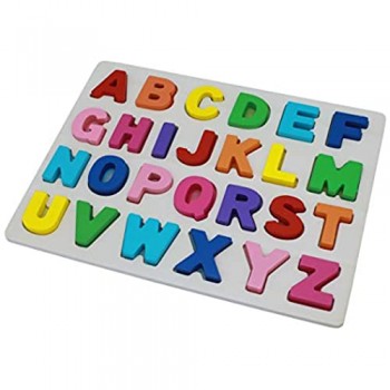 KanCai Giocattolo Educativo in Legno Puzzle di Legno ABC Alfabeto Puzzle Alfabeto con 26 Lettere
