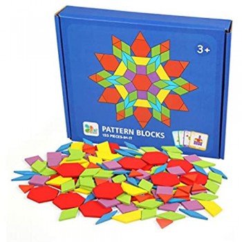 LEADSTAR Tangrams Puzzle di Legno Forme Geometriche per Bambini Giocattoli Set di Tangrams con 155 Pezzi di Forma Geometrica e 24 Schede di Progettazione