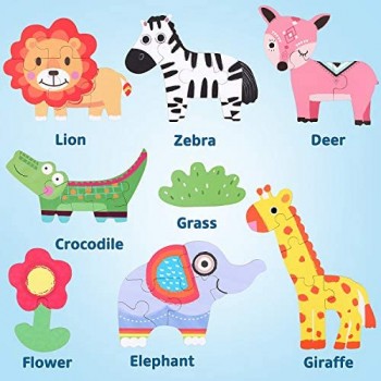 Lewo Puzzle 6 in 1 per Bambini dai 2 ai 4 Anni i Miei Primi Puzzle Puzzle di Animali in Legno Apprendimento dei Giocattoli Educativi con Scatola di Immagazzinaggio per Ragazzi Ragazze Bambini