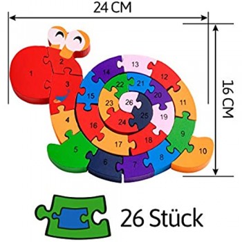 Lumaca Puzzle con numeri in legno | Numeri e lettere | Giocattolo educativo per bambini dai 3 anni in su