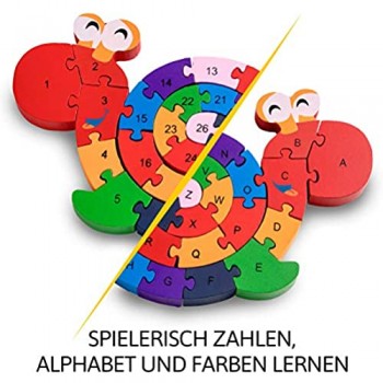 Lumaca Puzzle con numeri in legno | Numeri e lettere | Giocattolo educativo per bambini dai 3 anni in su