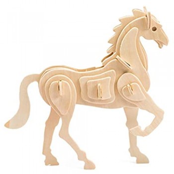 Marabu 0317000000023 Kids - Puzzle 3D in Legno a Forma di Cavallo 30 Pezzi 18 x 16 cm Marrone