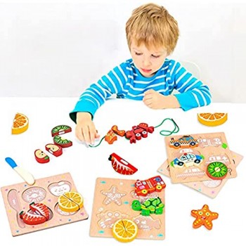 MMTX Puzzle in Legno per Bambini Puzzle in Legno per Bambini Giocattoli Animali da Puzzle in Legno giochi in legno per bambini Giochi di giocattoli educativi adatti a bambine e bambini