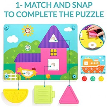 Nene Toys - Puzzle in Legno per Bambini 8 in 1 - Gioco Educativo per Bambino Bambina 2 3 4 anni - Rompicapo con 8 Disegni Colorati + 33 Pezzi in plastica per Sviluppare Creatività e Immaginazione