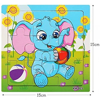 NEWSTYLE Puzzle in Legno 3x3 Puzzle in Legno Animali per 3+ Anni Educazione per Bambini Giocattoli per l\'apprendimento Puzzle in Legno Puzzle Colorati per Ragazzo - 6 Confezioni