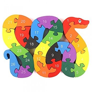 OFKPO Giocattolo Puzzle in Legno a Form di Serpente - Giocattoli Educativi per Bambini