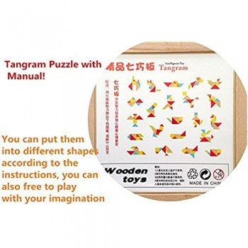 OJIN 7PCS Tangram in Legno Rompicapo Puzzle educativo per Lo Sviluppo intellettuale Giocattolo per Bambini