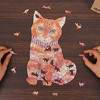 Puzzle in Legno Animali Misteriosi Puzzle Irregolare Miglior regalo per Adulti e Bambini Puzzle Multipli con Animali Puzzle Colorati Animali 3D (A)