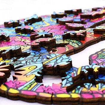 Puzzle in legno per adulti con animali forma unica puzzle magico in legno ideale per la collezione di giochi di famiglia formato A5 21 x 14 8 cm (camaleone)