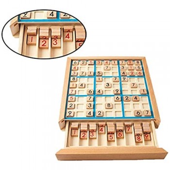 Sudoku Puzzle di Legno di Legno Sudoku Gioco da Tavolo con cassetto per i Bambini I Bambini precoce educativo Cervello Gioco Blu 1Set