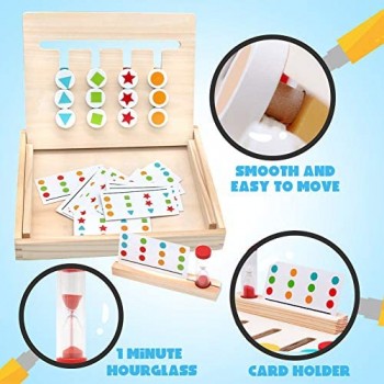 Symiu Montessori in Legno Puzzle Matematica Ordinamento Giocattolo Educativo con Carte Modello e Clessidra Gioco per Bambini 3 4 5 Anni