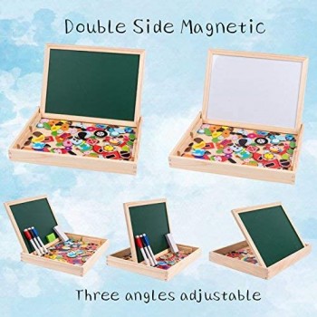 Uping Puzzle Magnetico Legno Giocattolo di Legno con Lavagna a Double Face Bambini 3 Anni 4 Anni 5 anni--155 Pezzi
