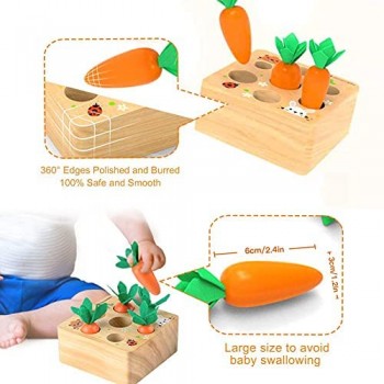 YGJT Giocattoli in legno per bambini Montessori ravanello Raccolta agricola Gioco di categoria Giocattolo di abilità per auto regalo di compleanno (Giocattolo di carote)