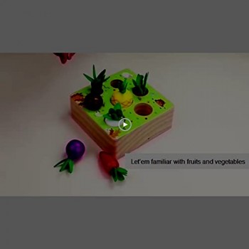 YGJT Giocattoli in legno per bambini Montessori ravanello Raccolta agricola Gioco di categoria Giocattolo di abilità per auto regalo di compleanno (Giocattolo di carote)