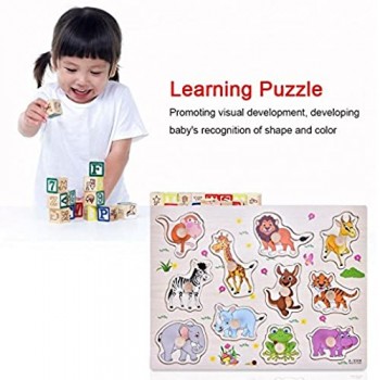 Zerodis Puzzle in Legno per Bambini Educativo Precoce Non Tossico Gioco Interessanti Puntelli per l\'apprendimento Precoce Puzzle Toy per Ragazzo Ragazza Compleanno Natale Regalo(Animals)