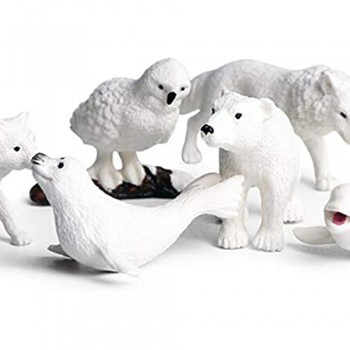 SM SunniMix Figure Di Animali Polari Giocattolo Per 3 Anni Di Plastica Realistica Figurine Di Animali Carini Progetto Di Scienza Decorazione Per Torte Forniture