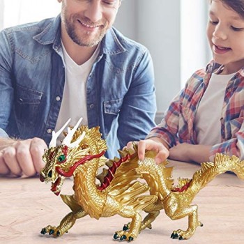 DIYARTS Drago Cinese Toy Extra Large Orientale Tradizionale Orientale Stile Simulazione Modello Animale per La Decorazione Domestica O Il Gioco dei Bambini (Gold)