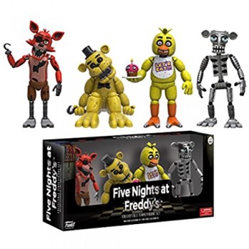 Funko 8863 Five Nights at Freddy\'s Action Figure 4 Pack – Foxy Gold Freddy Chica e Endoscheleton Freddy