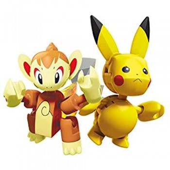 Mega Construx GCN12 Pokemon Duello Chimchar Contro Pikachu Playset con Due Personaggi da Assemblare