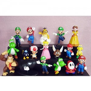 Set di 18 personaggi di Super Mario Bros (altezza 3-6 cm)