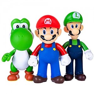 AINOLWAY 3 Pezzi / Set Super Mario Toys - Figurine Mario & Luigi - Yoshi & Mario Bros Action Figures Mario PVC Toy Figures
