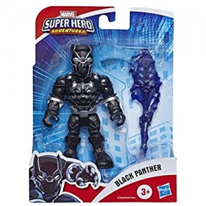 Marvel Super Hero Adventures - Black Panther (Playskool Heroes  action figure da collezione da 12 5 cm con accessorio lancia)